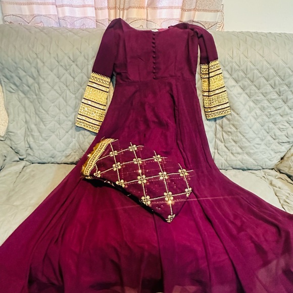 Purple faux Georgette anarkali suit size small eid collection - Picture 3 of 10